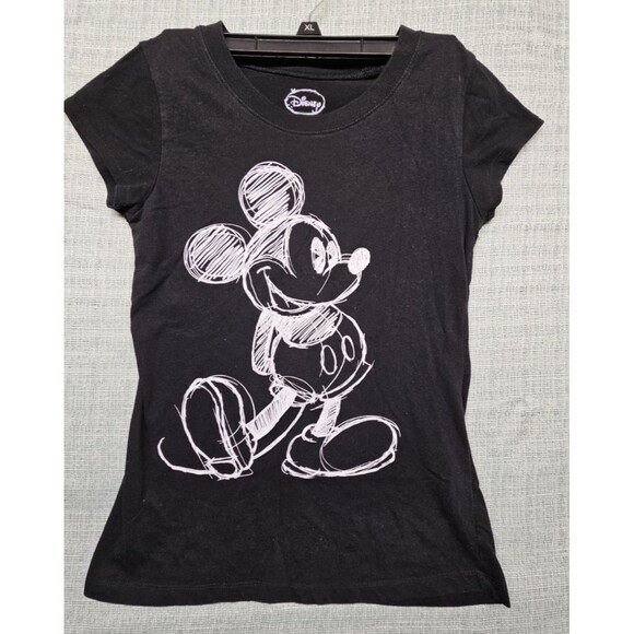 Disney Mickey Mouse Chalk Sketch Graphic T-Shirt Child Medium 6–7 Black Pre-Own - Picture 1 of 7